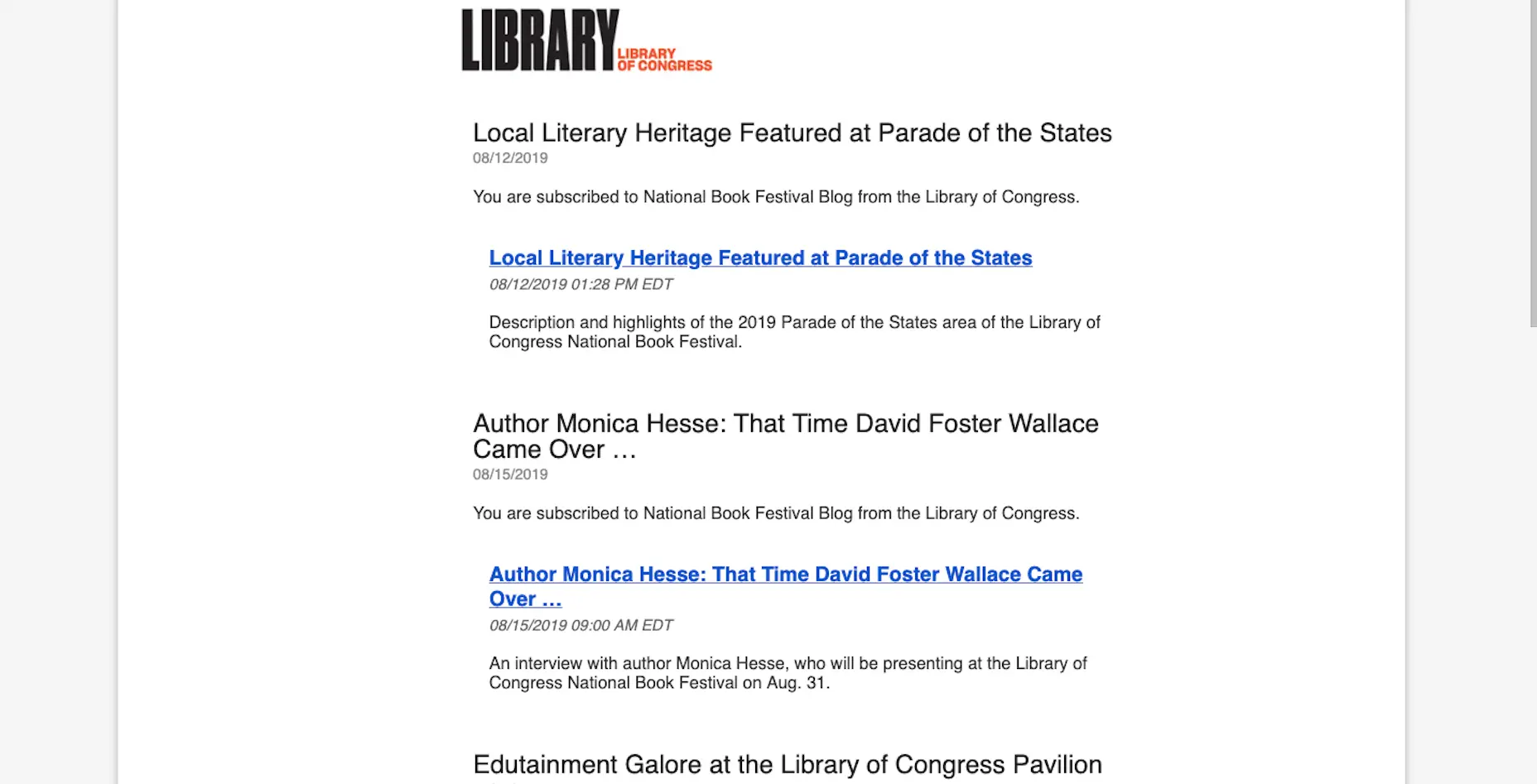 Library of Congress Newsletter